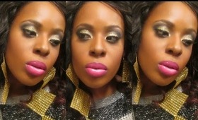 Sparkle Golden Glitter New Years 2013 Makeup (WOC Friendly)