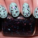 OPI Polka.com Layered Over Essie Mint Candy Apple