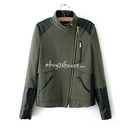 Stand Collar Oblique Zipper Cardigan Leather Jacket