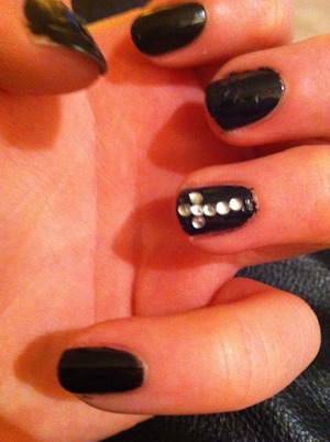 Black nails, silver diamond crosses, made by me!