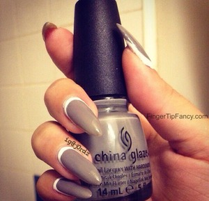 DETAILS HERE - http://fingertipfancy.com/grey-nails-white-cuticle
