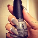 Grey nails with white cuticle 
