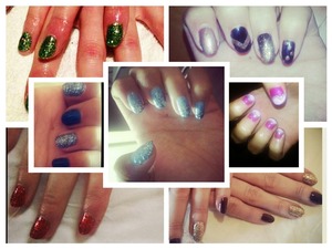 various glitter shellac nails