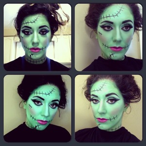 Halloween makeup look recreation of chrisspy's lady Frankenstein monster 