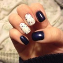 Navy and white nails