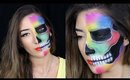 Colorful Half Skull Halloween Makeup Tutorial