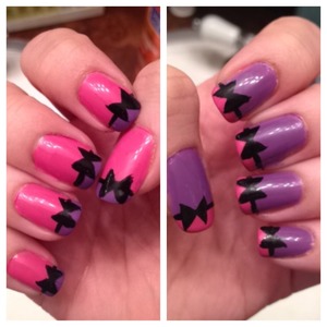 Nails inspired by MissJenFabulous on YouTube. #nails #bows #pink #purple #modernfrenchtip #missjenfabulous 