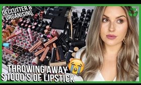 Throwing away $1000's of Lipstick... 🔪 MAKEUP COLLECTION DECLUTTER! 😏