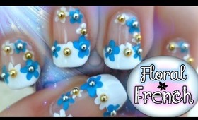 Classy French Manicure with a Floral Twist Nail Art Tutorial - Requested