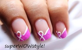 Breast Cancer Nails Art Designs -- Easy Awareness Ribbon Nail Polish Tutorial no decals or stickers