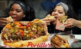 ♡ #ASMR #Mukbang With My cousin | Chicago Italian Beef & Cheese | Portilos !