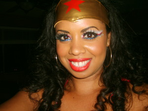 Wonder Woman Make up and roller set hair