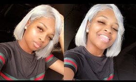 Ash Blonde / Silver Grey wig on Brown skin | SuperBWigs