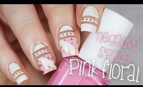 Negative Space Pink Floral Nails | NailsByErin