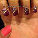 Purple Zebra nail art with Green strass