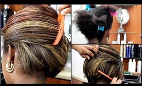 SILK PRESS ON NATURAL HAIR WITH FULL HIGHLIGHTS! JOICO BLONDE LIFE!!