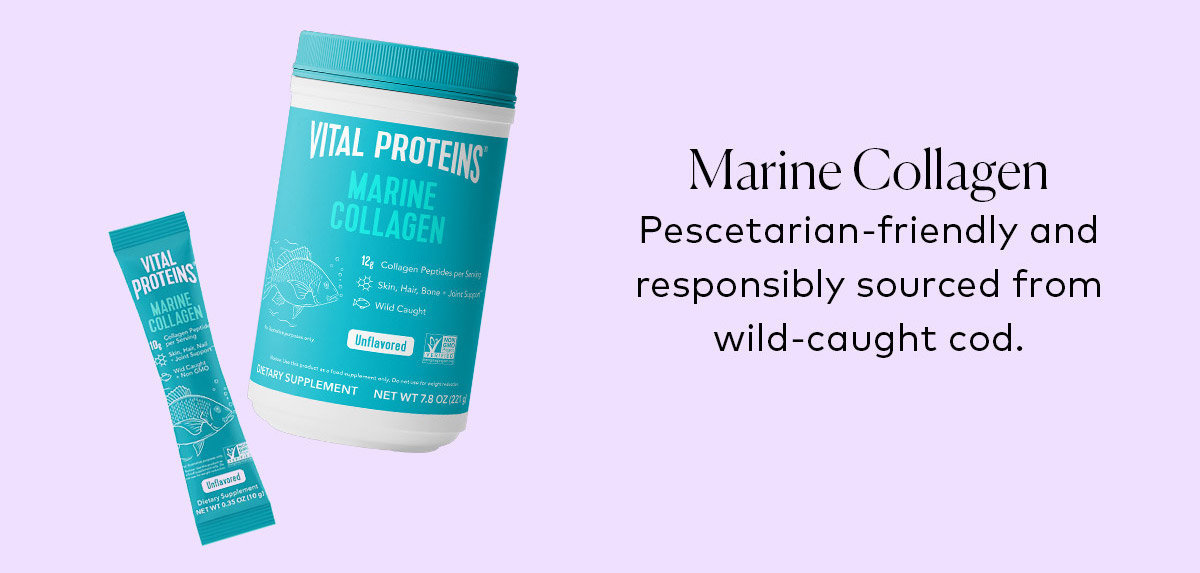 Pescetarian-friendly and responsibly sourced from wild-caught cod—Shop the Vital Proteins Marine Collagen on Beautylish.com!