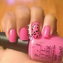 pink leopard mani