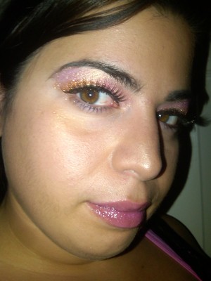 pinks and golds with glitters and lashes