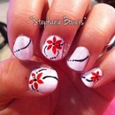 White w/ red flowers 