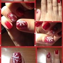 Nail art with snowflakes 🎅🎄❄️❤️💅