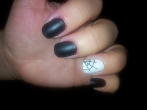 .matte black using Orly matte top coat and a glossy white spider web.