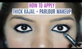 HOW TO APPLY Parlour Makeup & Thick Kajal Tutorial At Home| SuperPrincessjo