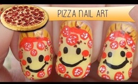 Smiley Pepperoni Pizza Nail Art