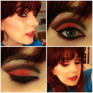 Love the color combo of red, black, and white, and wanted to create something vibrant within those colors.  I'm a sucker for a cut crease even though it's difficult for me with my hooded lids... but I couldn't resist!

NOTE: The Wet n' Wild color trio I used is part of their LE Pop Art Craze collection and it's called Three's A Party! 
