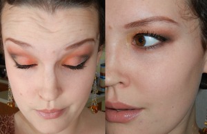 Orangey smokey eye type look.  
(I suck at liquid liner!!)