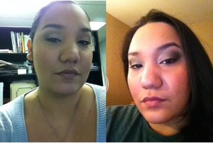 Day to night looks using e.l.f. encyclopedia eye kits and Clinique lipstick.