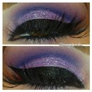 Purple Glitter Cut Crease Makeup Look