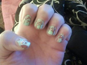 This was inspired by Cutepolish, her beautiful nail art inspired me to recreate this sky blue with brown woods nail art.. Check out her art work she is completely amazing!