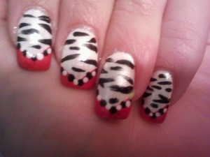 hot pink tips that decorate a zebra style pattern