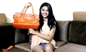 10 Million Views Giveaway!! - The Route 66 Cowhide Leather Bag With Big Studs Orange