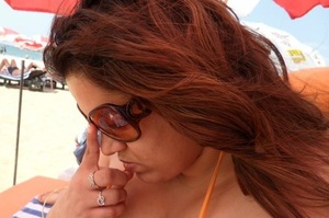 At Baga beach in Goa...Loved this hair color
