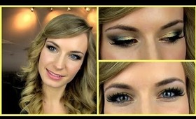 Anne V - Anne Vyalitsyna Makeup Tutorial! Gold Green Smokey Eye + Glitter. Party, Prom Makeup