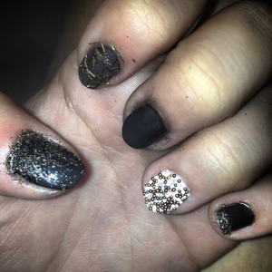 Glitter, beads, ORLY matte top, 