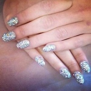 Super glittery diamonte nails for Haunt Magazine 