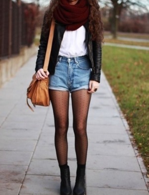 opaque tights and shorts