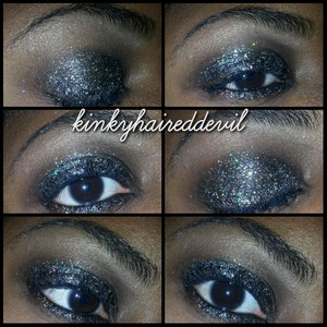 black, gold, and silver glitter look using my bh cosmetics glitter.