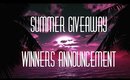 Summer Giveaway Winners Announcement