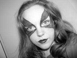 Spiderman/woman masquerade mask. Tutorial here: http://www.youtube.com/watch?v=pLlmV_09E5I