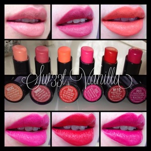 IG: Sw33t_Vanilla
I truly in love with these lipsticks, so I bought more. I had to go many Rite Aids to get it.  I hope you enjoy these lipswatches!! Psst... I'm not done yet hehe >.< so there will be more coming up soon!! Hehe

http://sw33t-vanilla.blogspot.com/2013/07/hey-everyone-im-so-excited-that-this-is.html?m=1