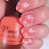 Coral & White Stamped Nails