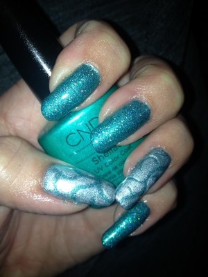 Shellac hotski and silver chrome with drawn in pattern 