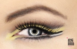 open cut crease with yellow eyeshadow and winged liner