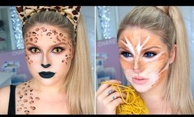 Sexy Leopard & Cute Tabby Cat! ♡ 2-in-1 Cat Halloween Tutorial!
