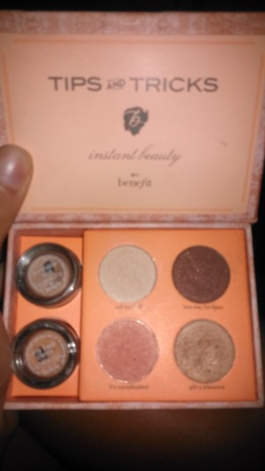 This is the Benefit eyeshadow kit open. I love the colors and the cream shadows the kit comes with are so pretty