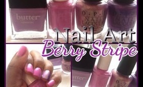 "Berry Stripe" Nail Art Tutorial